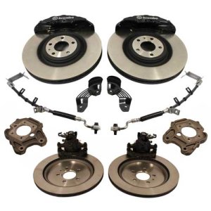 Ford Shelby GT500 Brake Kit - Front + Rear - Ford Racing - Brembo Slotted Rotors + Brembo 6 Piston Calipers - Gloss Black - `13-`14